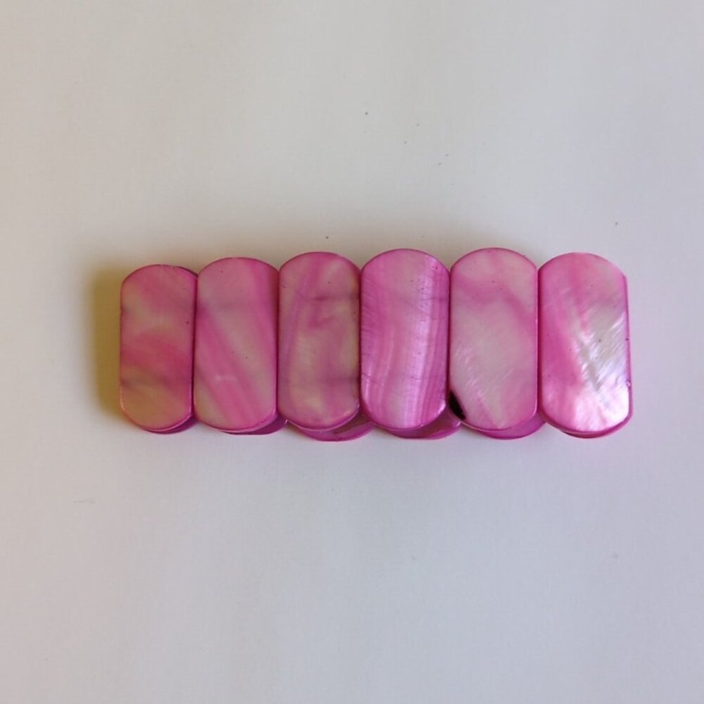 Vintage Abalone Mother Of Pearl Shell Stretch Bracelet Hot Pink Coastal Grandma